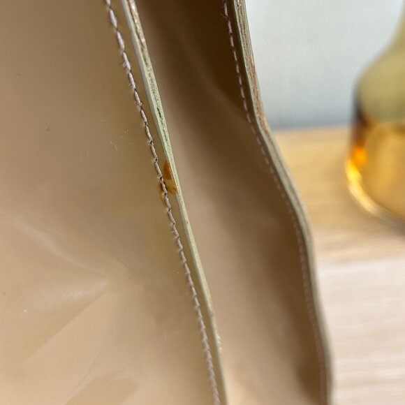 Barneys New York Large Vintage Tote Patent Leather Work Camel Made in Italy - Picture 13 of 13